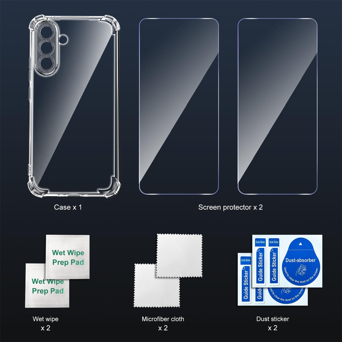 Tentoki Crystal Clear Protection Kit for Samsung Galaxy A36 5G - Case + 2 HD Glass