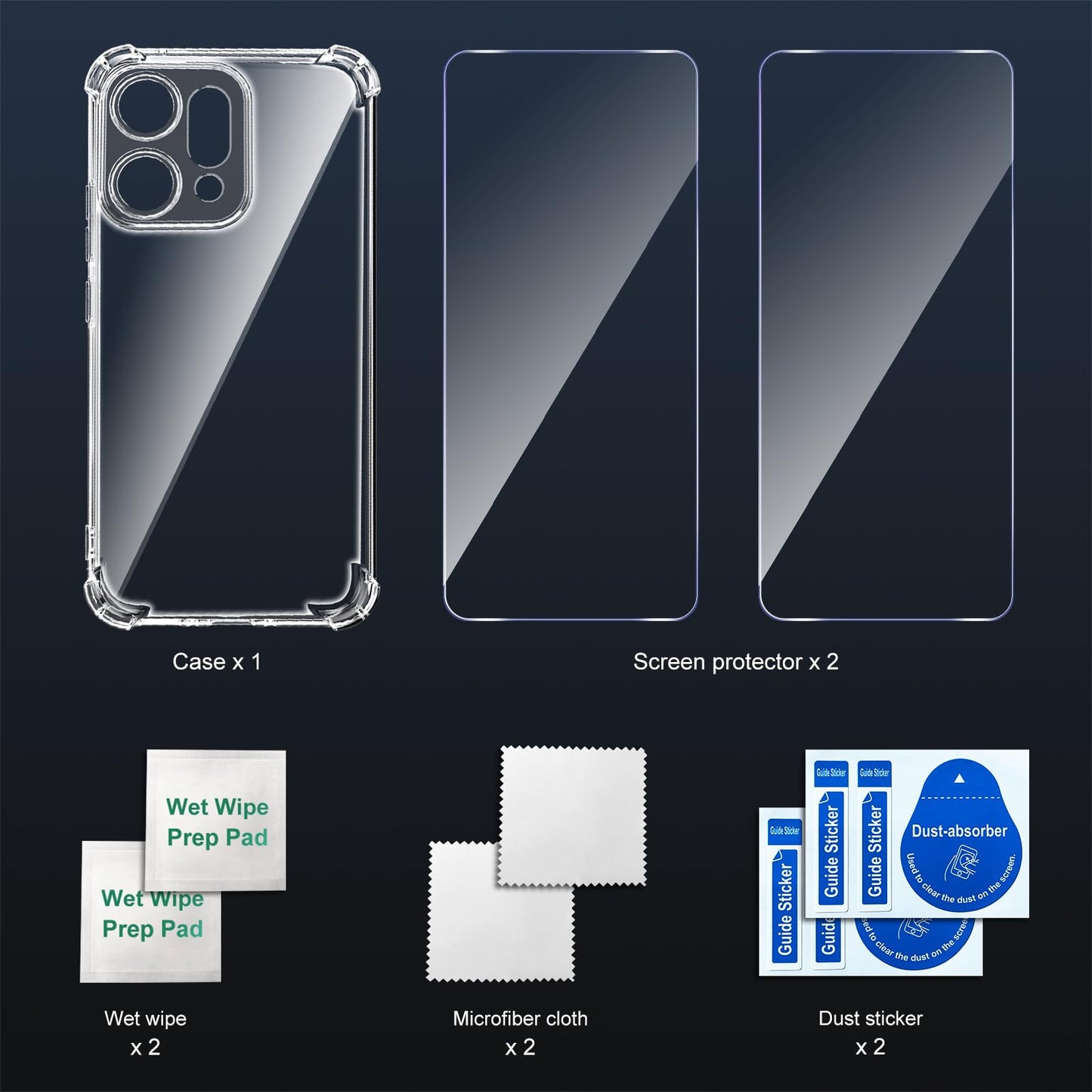 Tentoki Crystal Clear Protection Kit for Oppo Reno 14 Pro - Case + 2 HD Glass