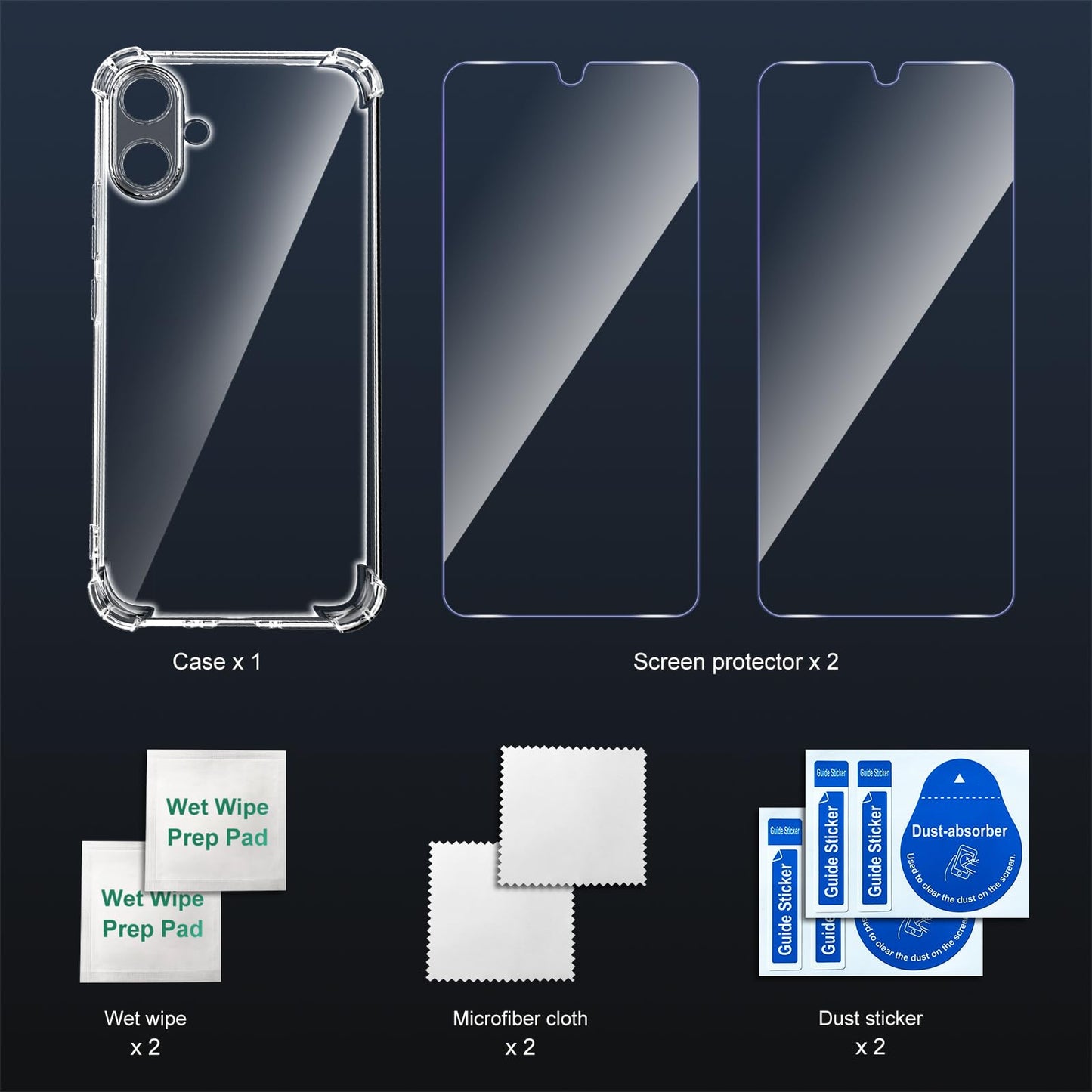 Tentoki Crystal Clear Protection Kit for Samsung Galaxy A06 - Case + 2 HD Glass