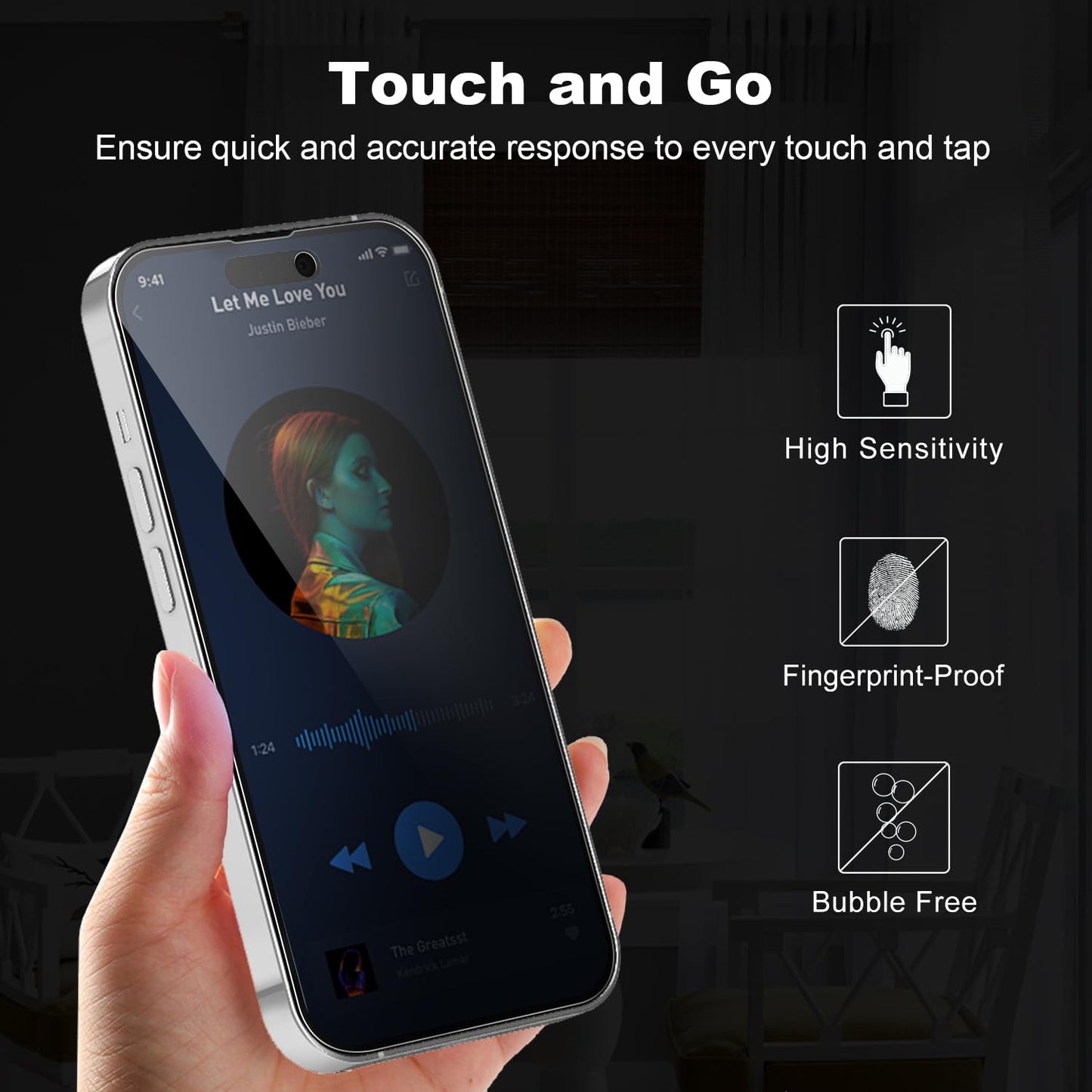 Tentoki Flash Fit Classic Privacy Glass for iPhone 14 Pro - 2 Pack