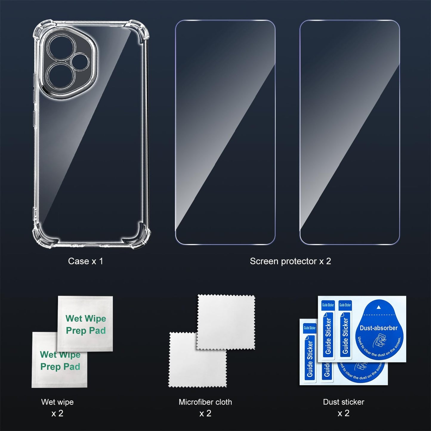 Tentoki Crystal Clear Protection Kit for Honor 400 5G 国外版 - Case + 2 HD Glass