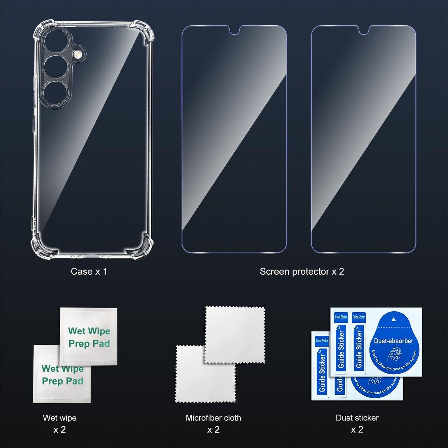 Tentoki Crystal Clear Protection Kit for Samsung Galaxy S24 5G - Case + 2 HD Glass