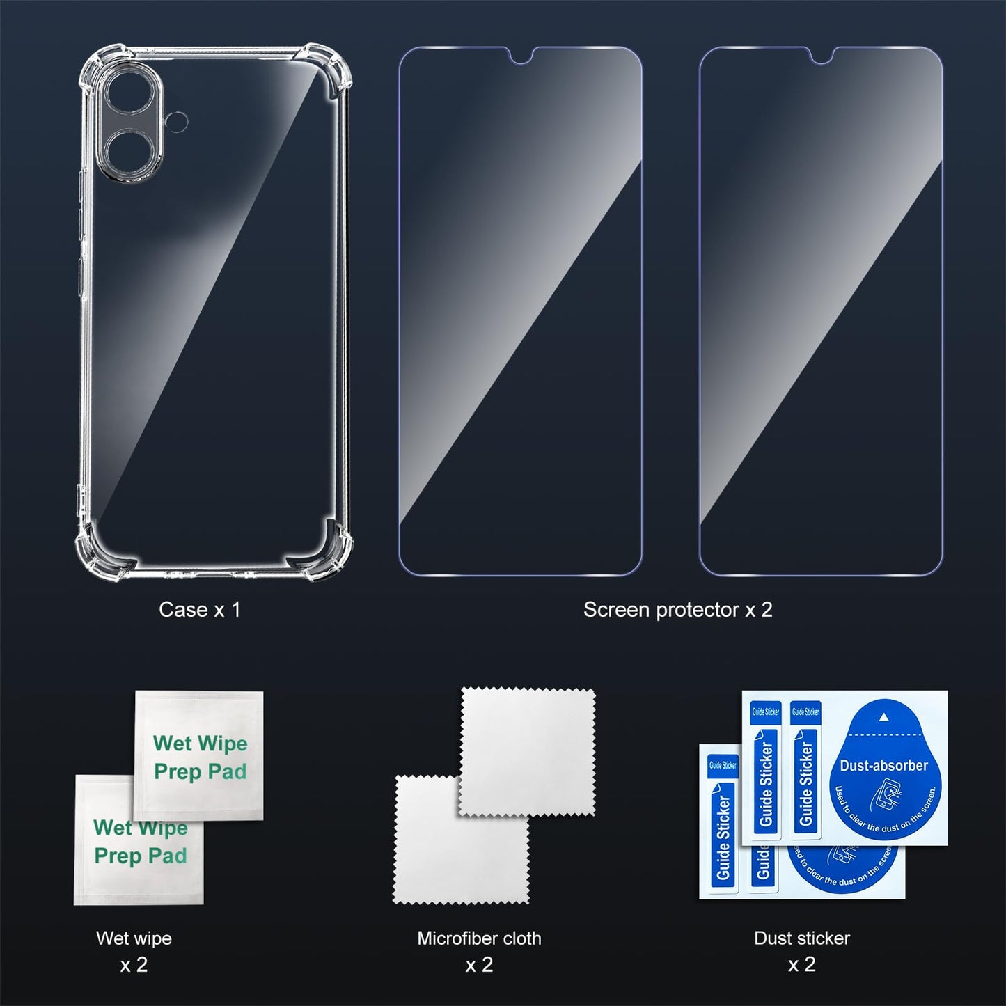 Tentoki Crystal Clear Protection Kit for Samsung Galaxy A07 - Case + 2 HD Glass