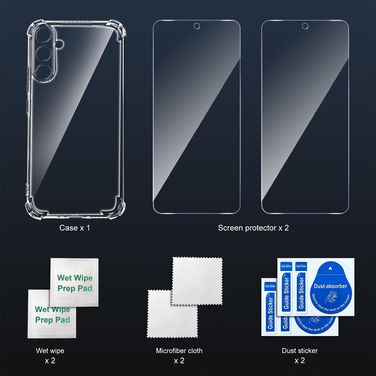 Tentoki Crystal Clear Protection Kit for Samsung Galaxy S24 FE - Case + 2 HD Glass