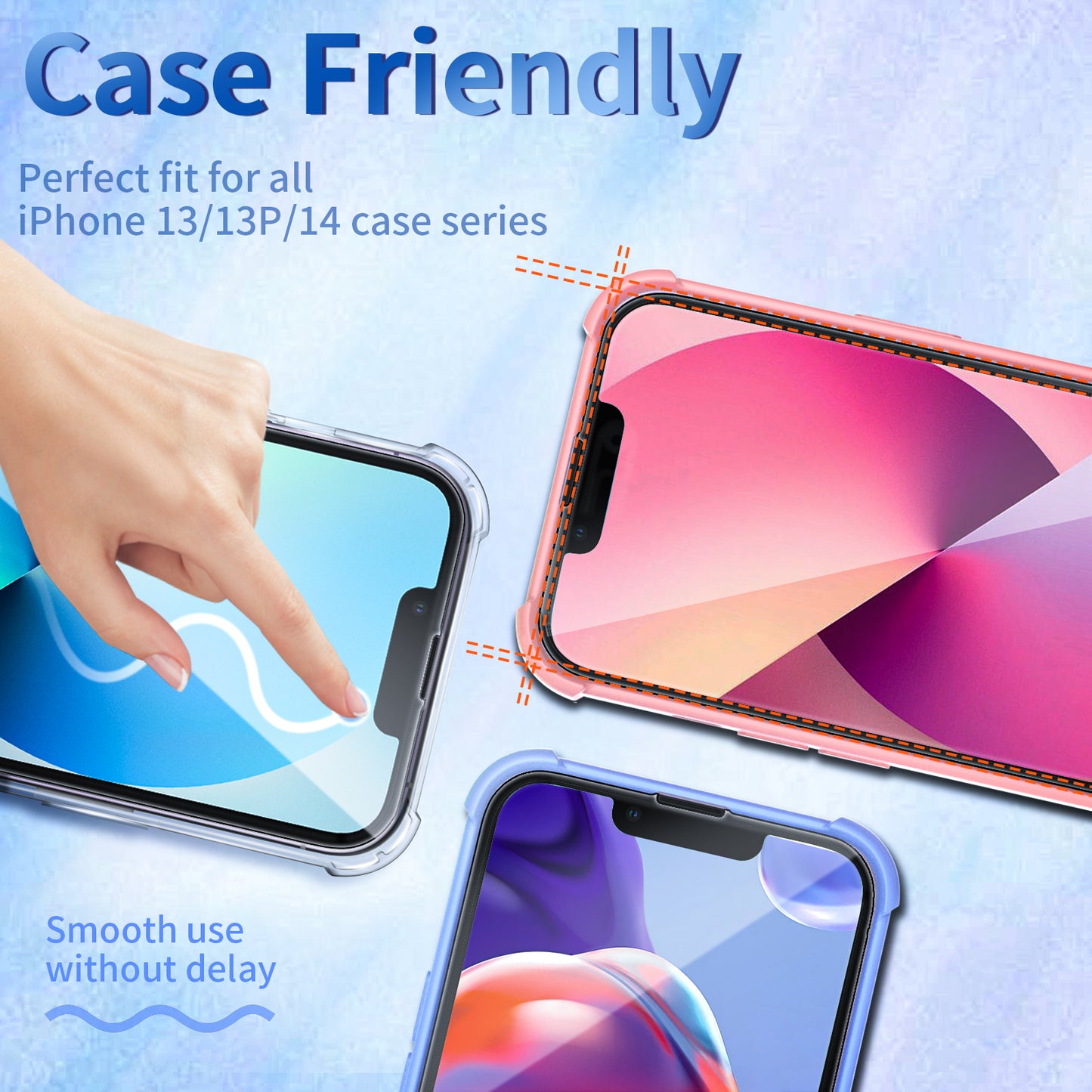 Tentoki Flash Fit iPhone 13/13 Pro/14 Anti-Blue Light Screen Protector - 2 Pack