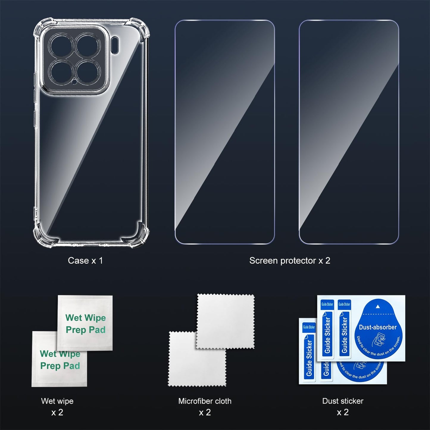 Tentoki Crystal Clear Protection Kit for Xiaomi 15 - Case + 2 HD Glass