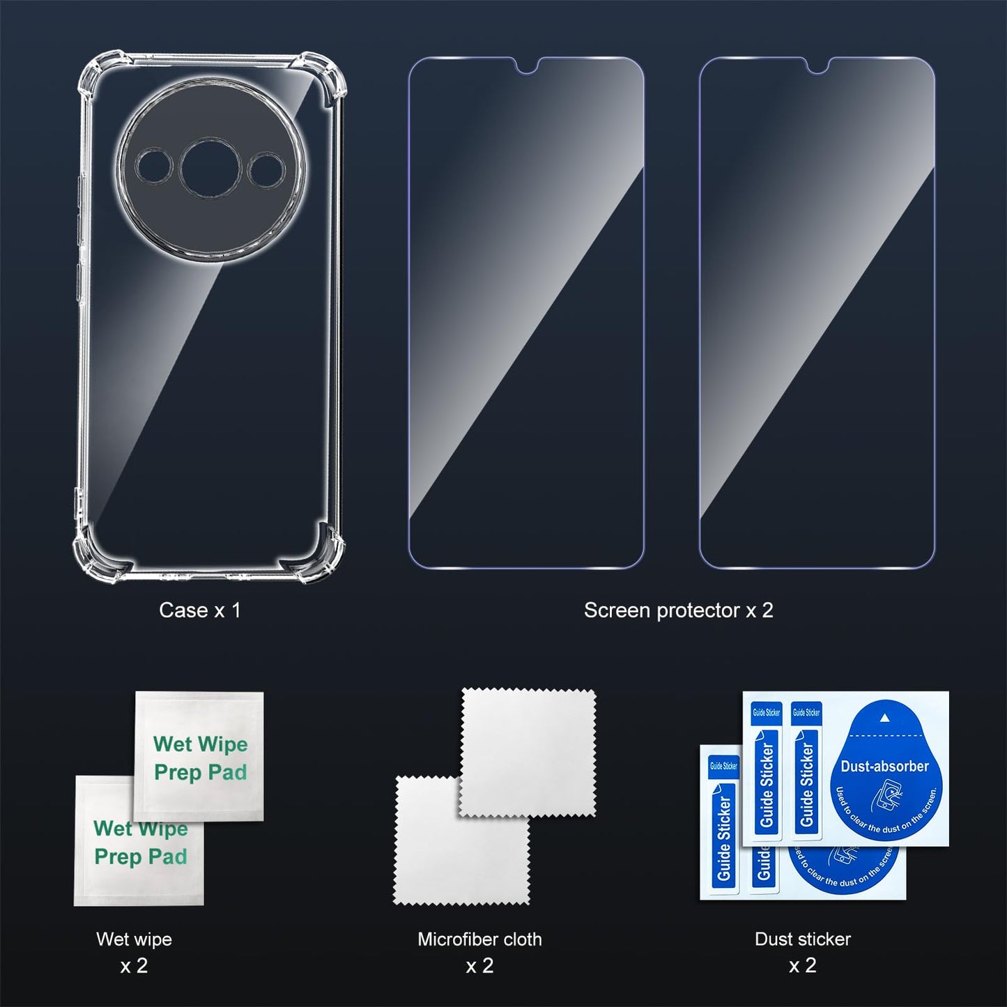 Tentoki Crystal Clear Protection Kit for Xiaomi Redmi A3 - Case + 2 HD Glass