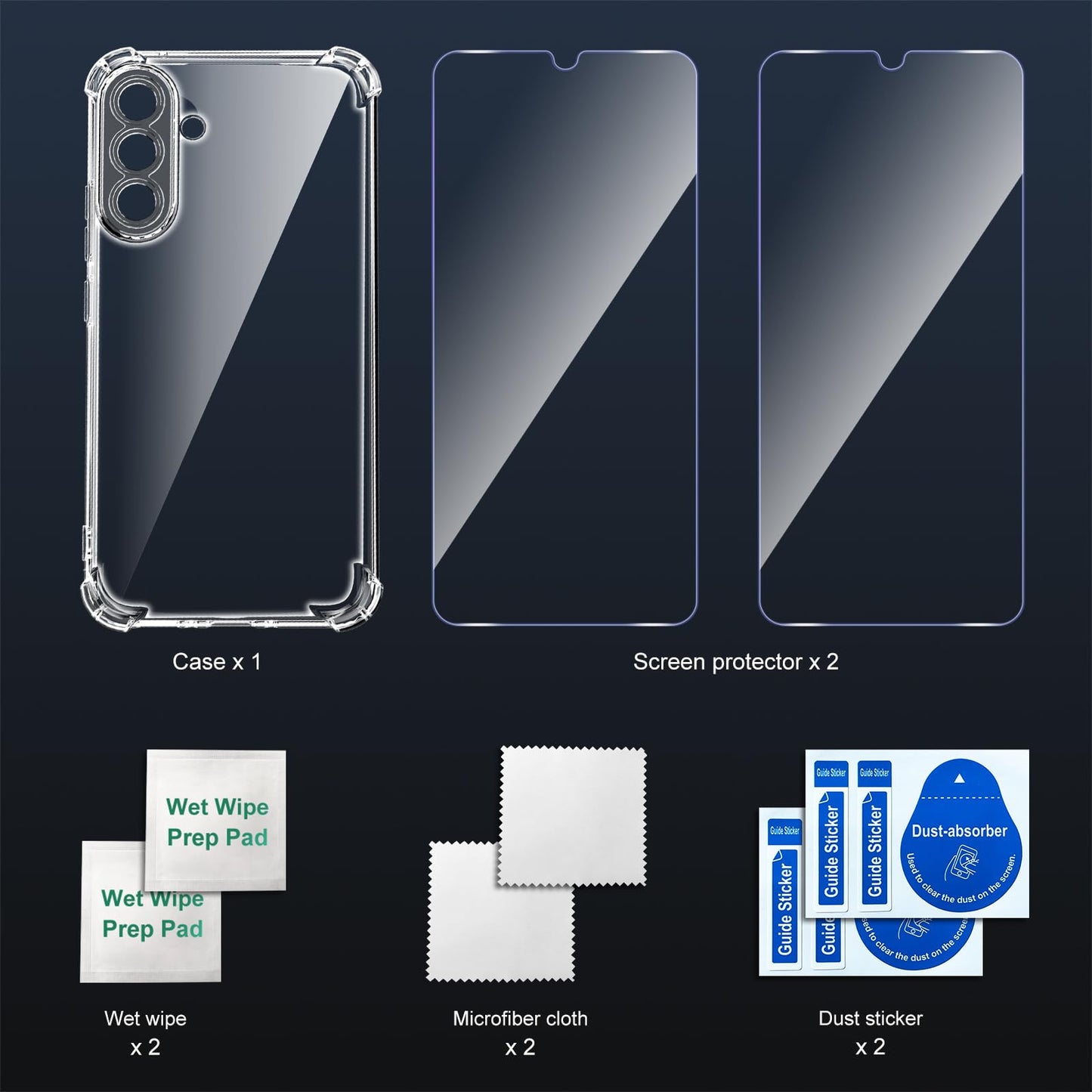 Tentoki Crystal Clear Protection Kit for Samsung Galaxy A17 5G - Case + 2 HD Glass