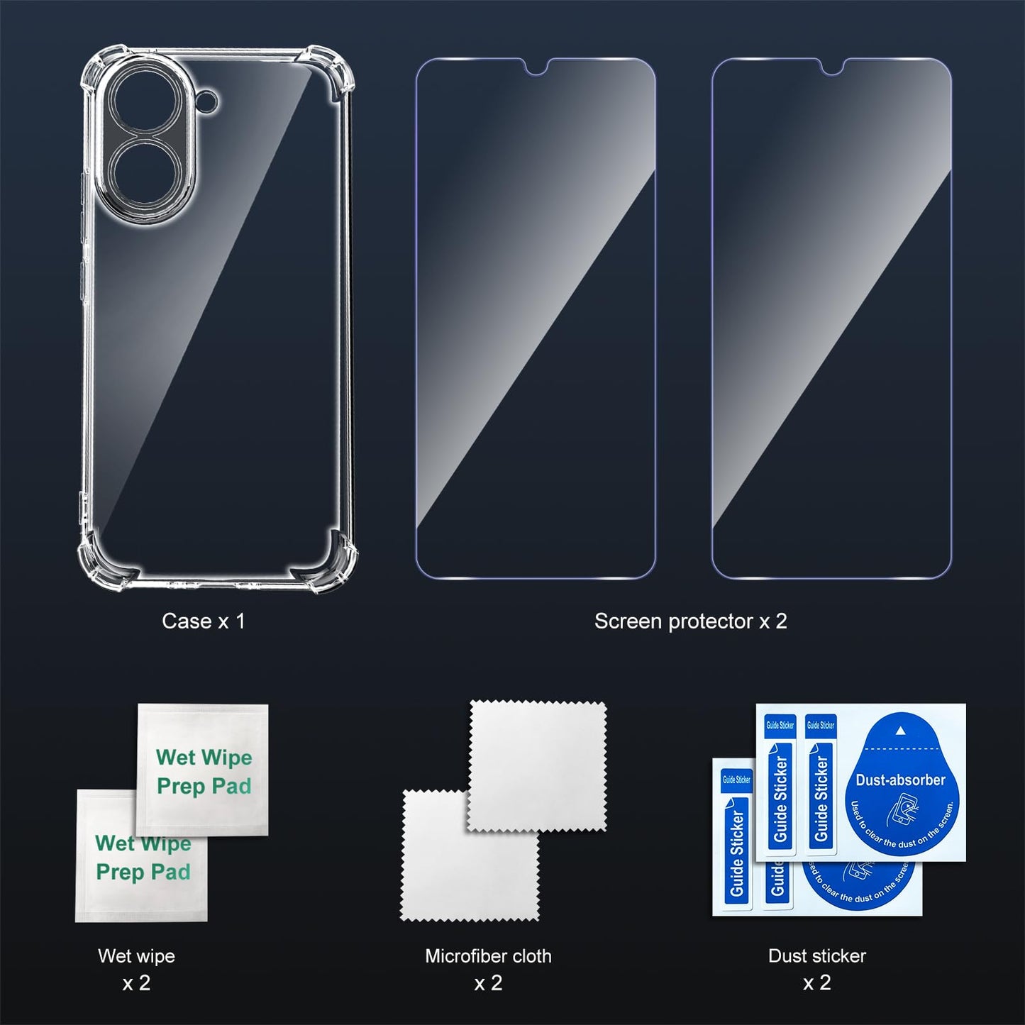 Tentoki Crystal Clear Protection Kit for Xiaomi Redmi A5 4G -欧版 173,3 mm - Case + 2 HD Glass
