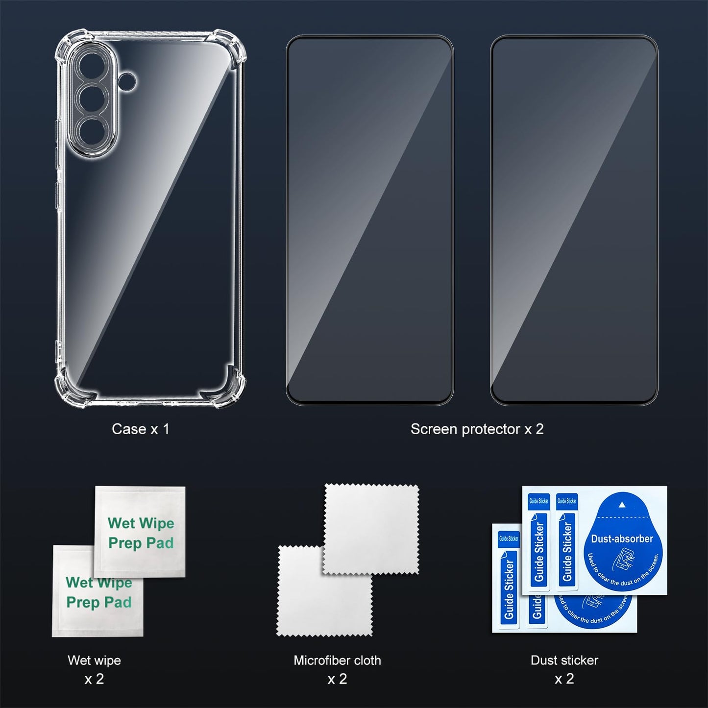 Tentoki Crystal Clear Protection Kit for Samsung Galaxy A37 - Case + 2 HD Glass