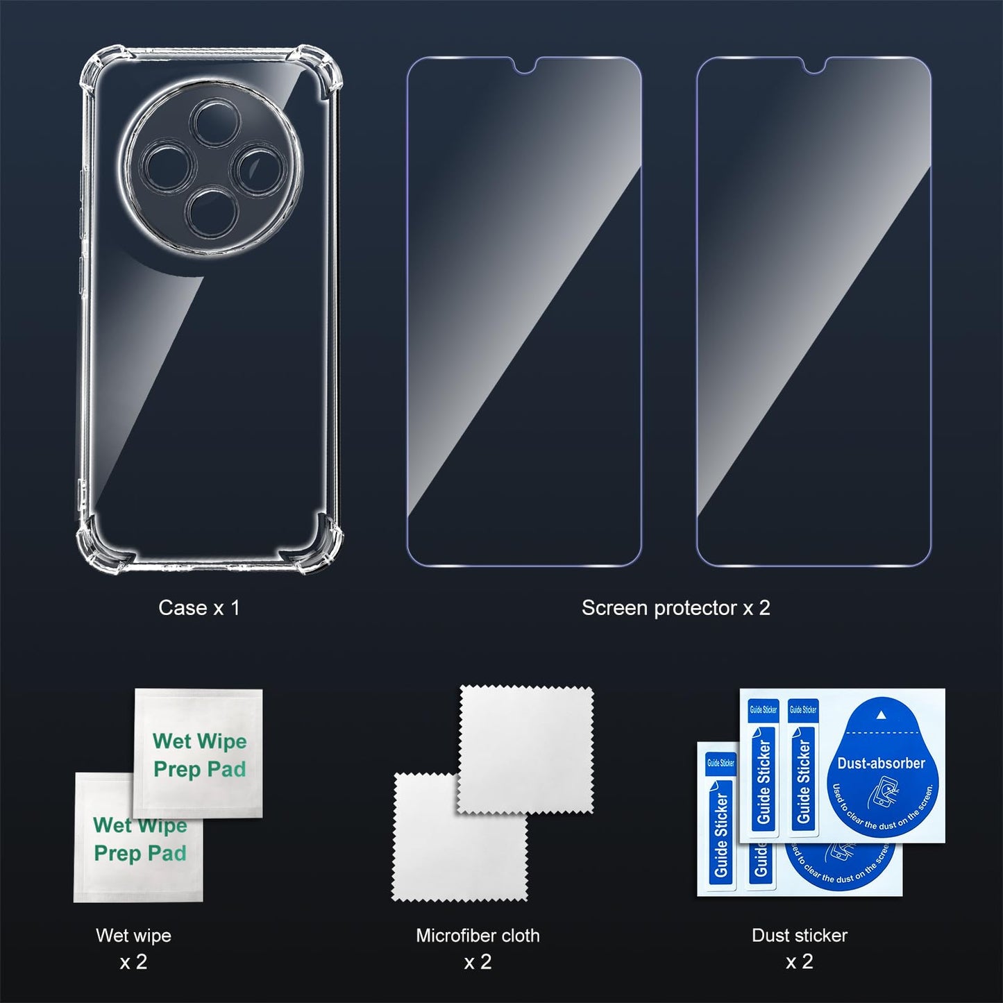 Tentoki Crystal Clear Protection Kit for Xiaomi Redmi 14c 4G / 5G - Case + 2 HD Glass