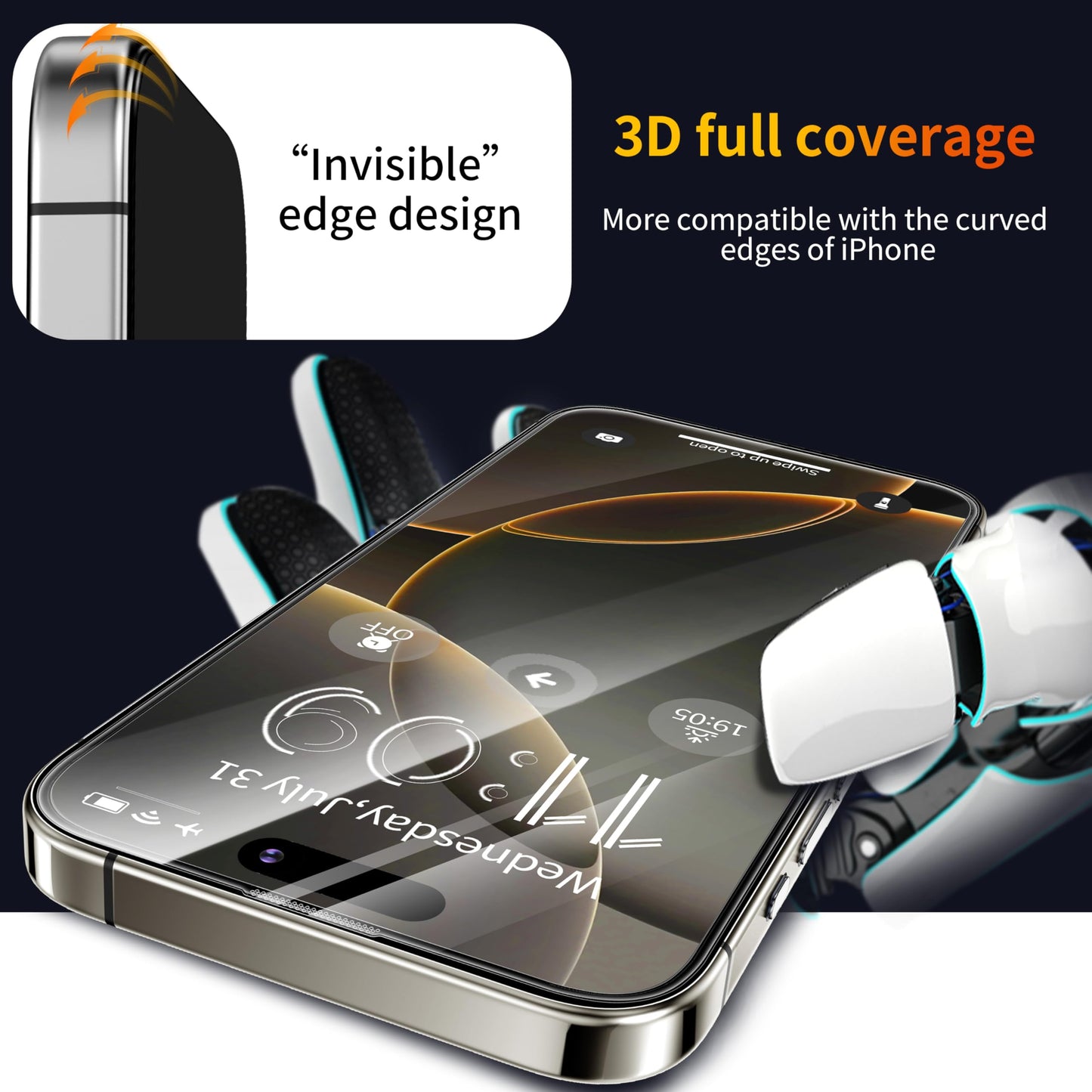 Tentoki Flash Fit Classic HD Clear Glass for iPhone 16 Pro - 2 Pack