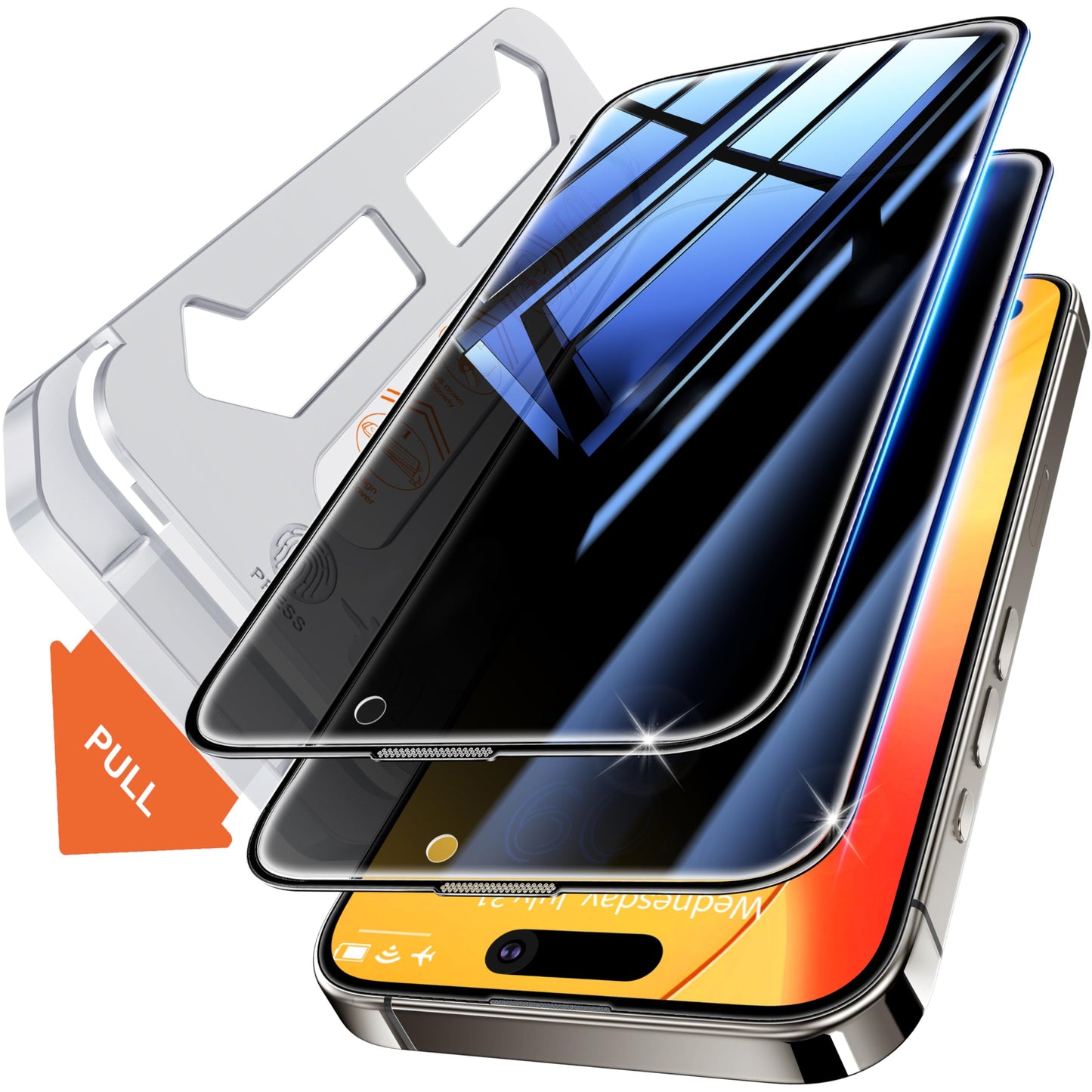 Tentoki Flash Fit Classic Privacy Glass for iPhone 15 Pro Max - 2 Pack