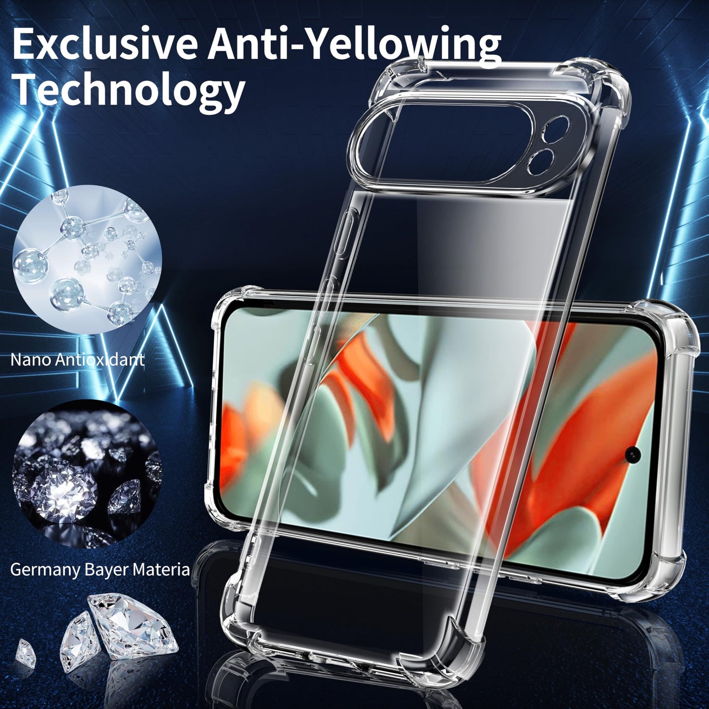 Tentoki Crystal Clear Case for Google Pixel 9 Pro XL