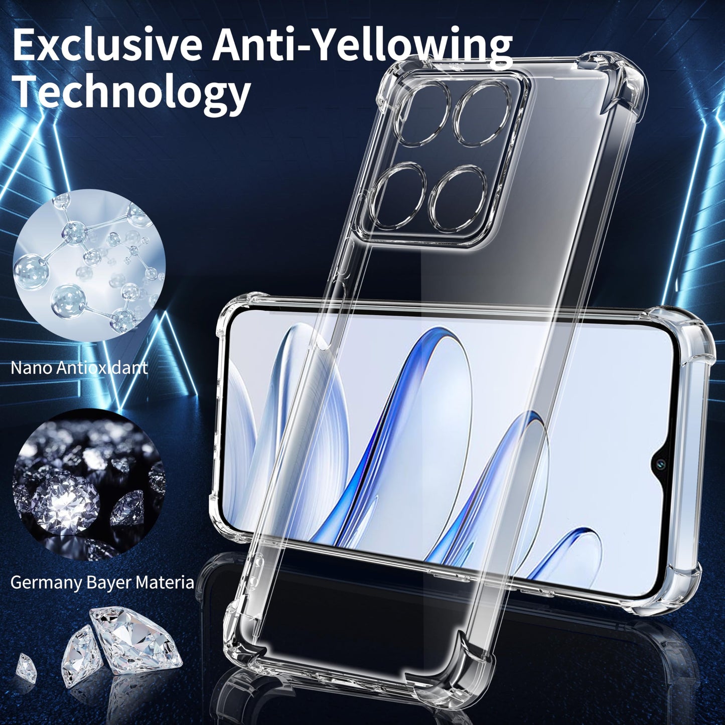 Tentoki Crystal Clear Case for Honor 70 Lite 5G / Honor X8 5G / Honor X6 5G