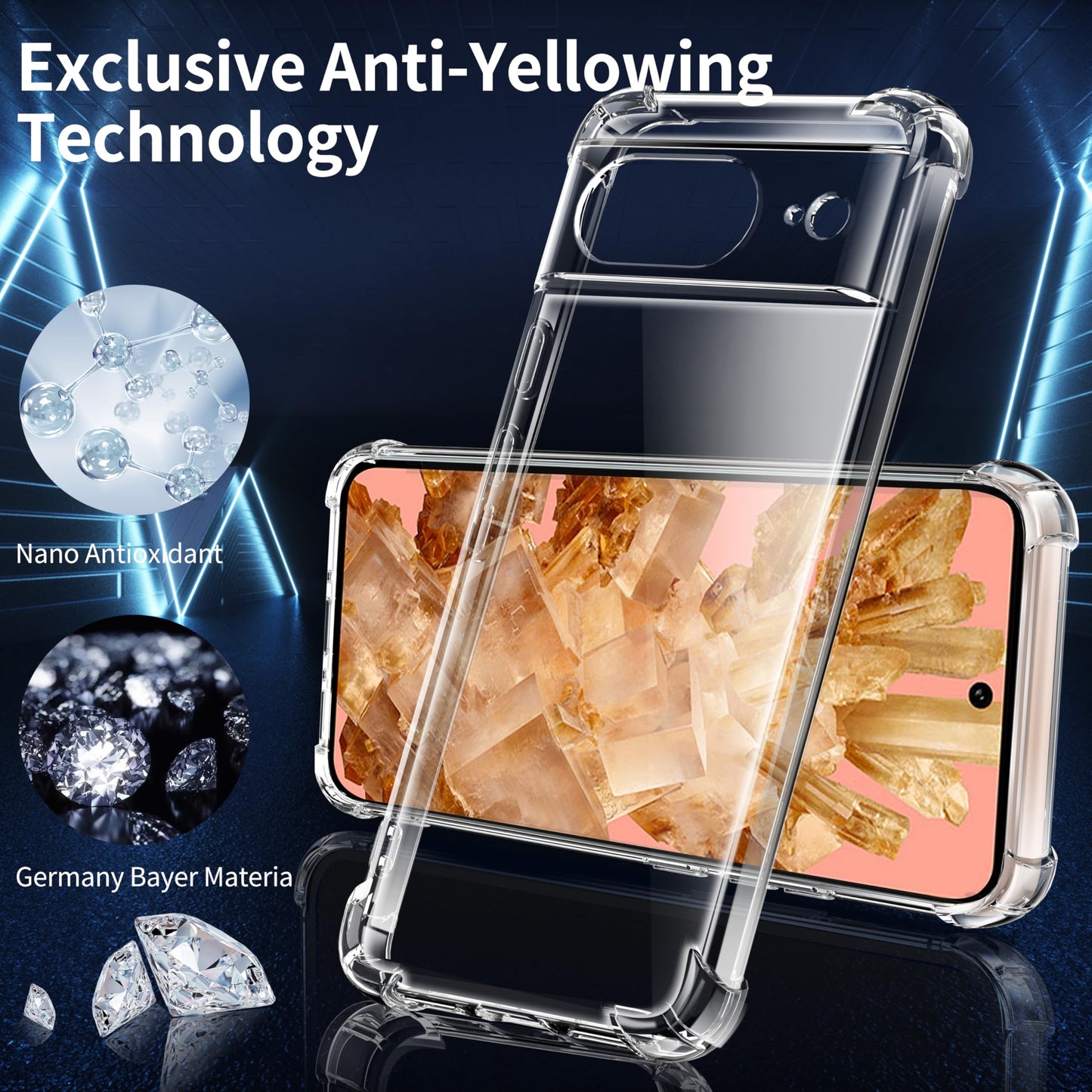 Tentoki Crystal Clear Case for Google Pixel 8