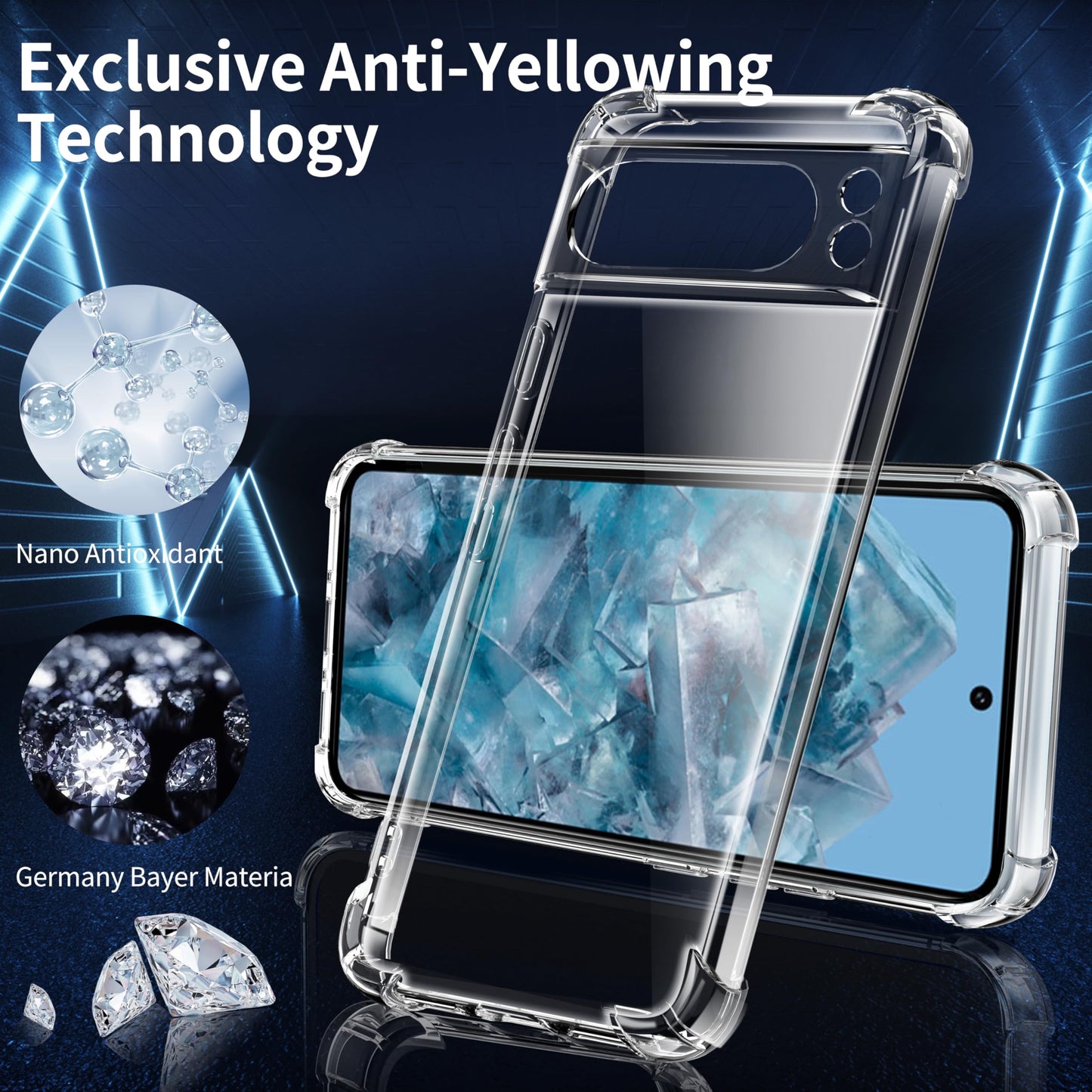Tentoki Crystal Clear Case for Google Pixel 8 Pro