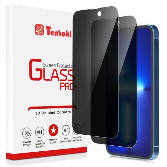 Tentoki Anti-Spy Tempered Glass for iPhone 13 Pro Max/iPhone 14 Plus, Screen Protector Glass - Bubble Free - [2 Pack] [Full Coverage] [Anti-Scratch], 9H Hardness