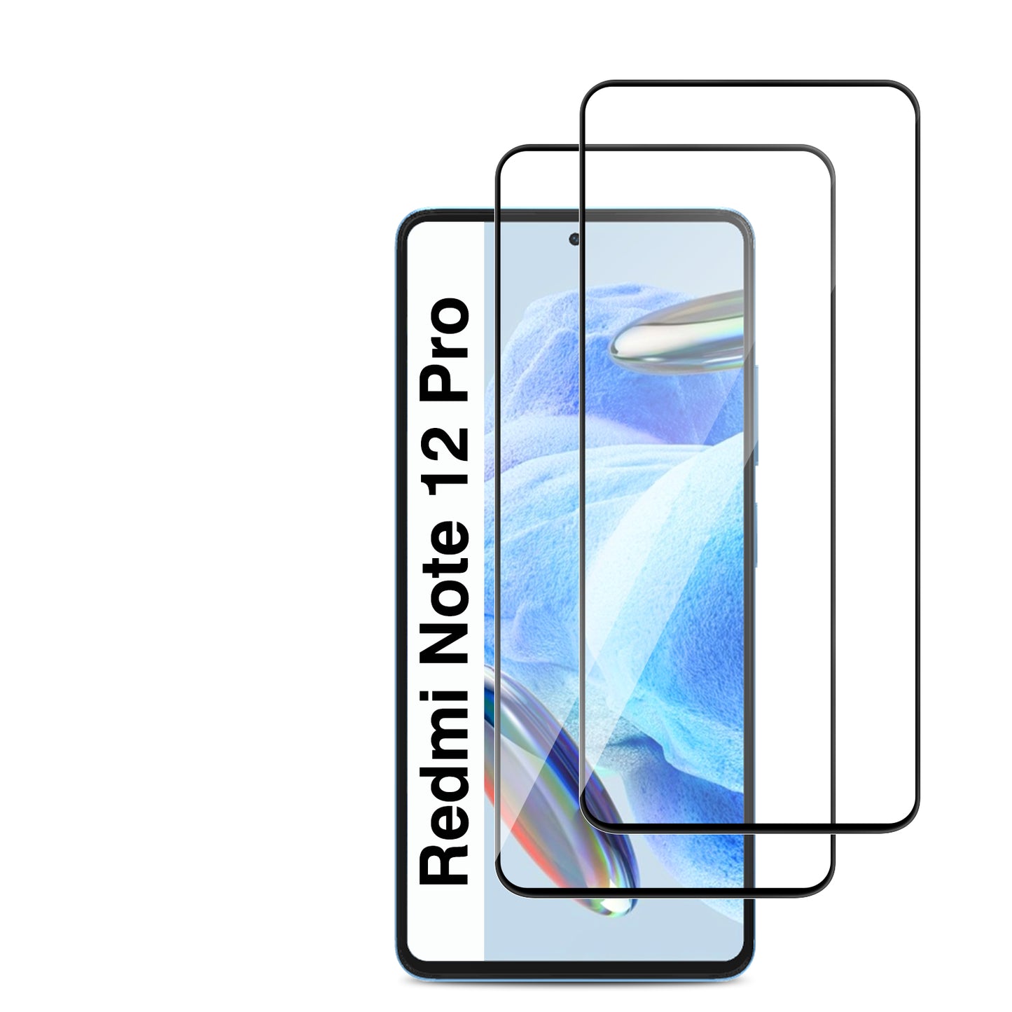 Tentoki Tempered Glass for Xiaomi Redmi Note 12 Pro 4G / 5G, Redmi Note 12 Pro+ and Poco X5 Pro 5G [2 Pack] Screen Protector Glass - Full Coverage - [Anti-Scratch, 9H Hardness] - Black