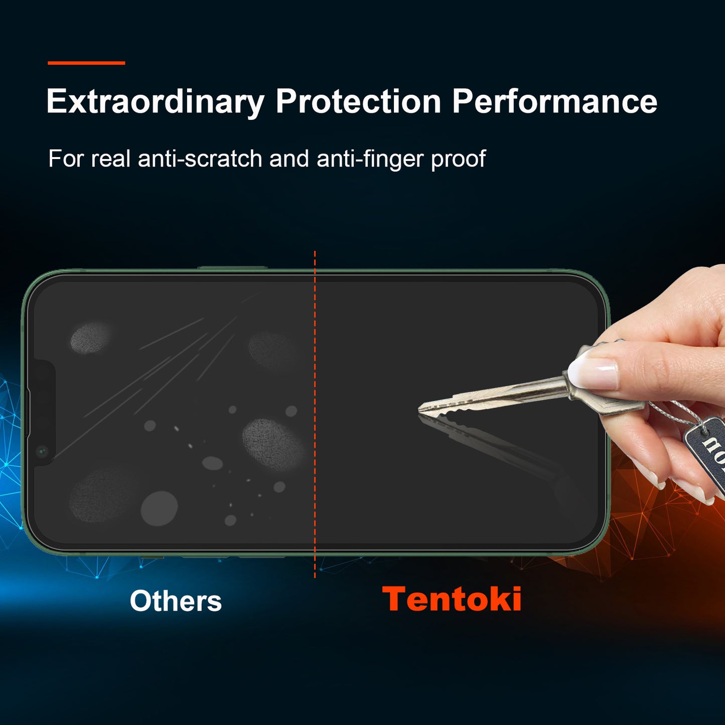 Tentoki Flash Fit Screen Protector for iPhone 13 Pro Max / 14 Plus armored protective glass (6.7 inches), 2 pieces protective film compatible with iPhone 13/13 Pro / 14, [Auto Dust-Elimination]