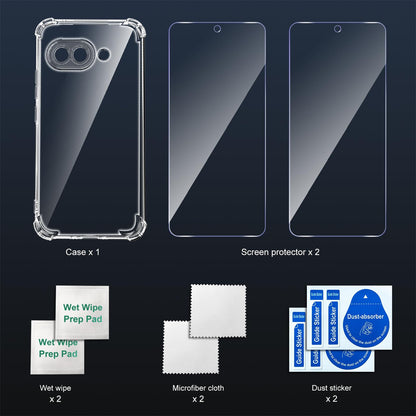 Tentoki Crystal Clear Protection Kit for Google Pixel 9A - Case + 2 HD Glass