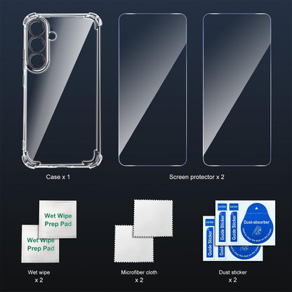 Tentoki Crystal Clear Protection Kit for Samsung Galaxy S25 FE - Case + 2 HD Glass