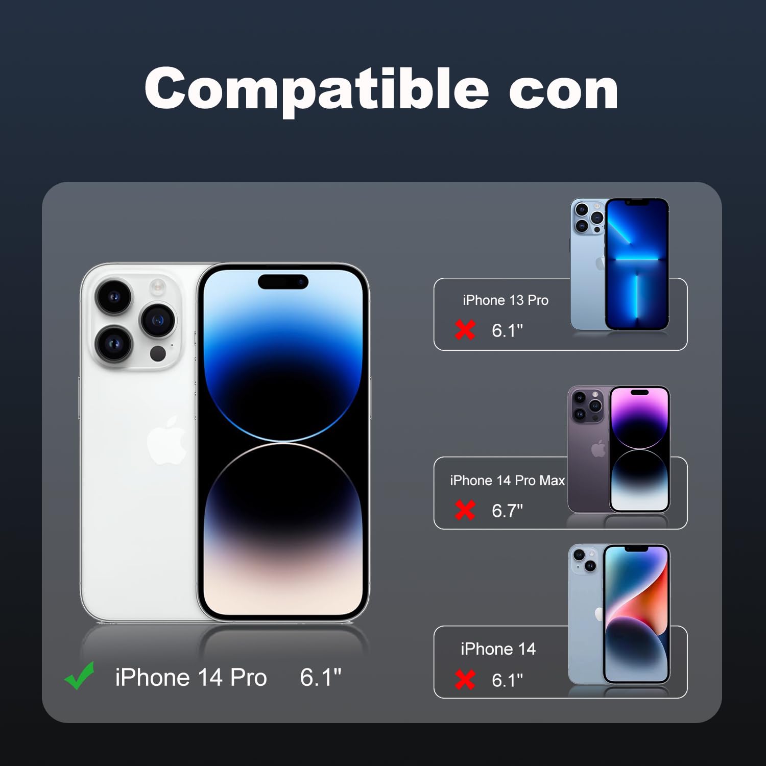 Tentoki Crystal Clear Protection Kit for iPhone 14 Pro - Case + 2 HD Glass