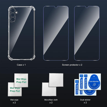 Tentoki Crystal Clear Protection Kit for Samsung Galaxy A15 5G / A15 4G - Case + 2 HD Glass