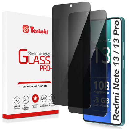 Tentoki Privacy Glass Screen Protector for Xiaomi Redmi Note 13 / 13 Pro 5G / 4G - 2 Pack