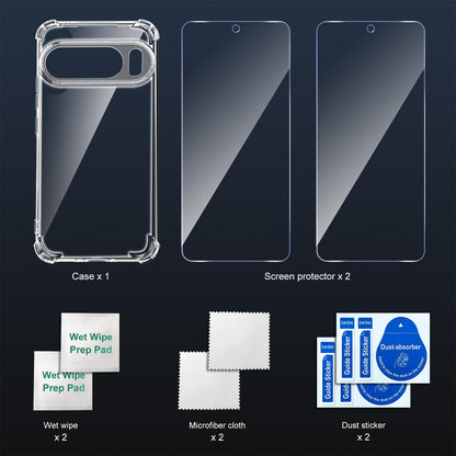 Tentoki Crystal Clear Protection Kit for Google Pixel 10 / 10 Pro - Case + 2 HD Glass