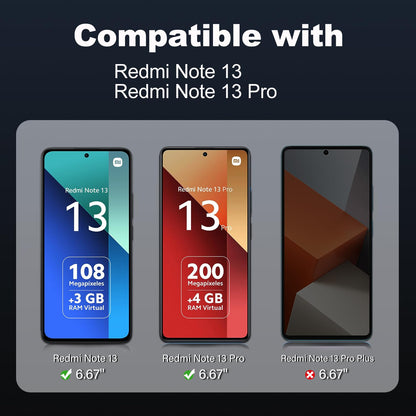 Tentoki Privacy Glass Screen Protector for Xiaomi Redmi Note 13 / 13 Pro 5G / 4G - 2 Pack