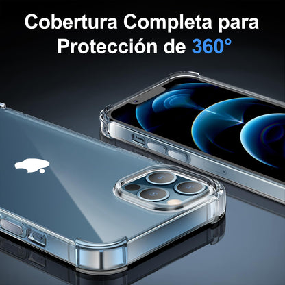 Tentoki Crystal Clear Protection Kit for iPhone 12 Pro - Case + 2 HD Glass