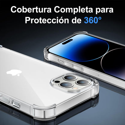 Tentoki Crystal Clear Protection Kit for iPhone 14 Pro - Case + 2 HD Glass