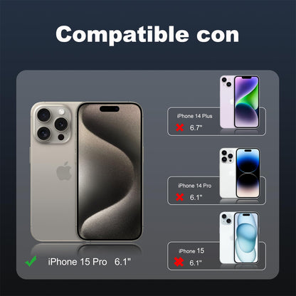 Tentoki Crystal Clear Protection Kit for iPhone 15 Pro - Case + 2 HD Glass