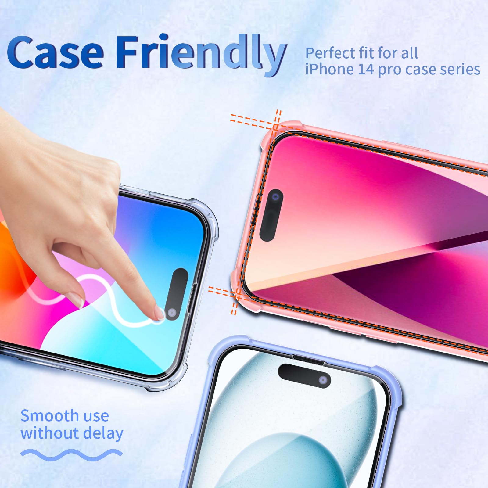 Tentoki Flash Fit Classic Anti-Blue Light Glass for iPhone 14 Pro - 2 Pack