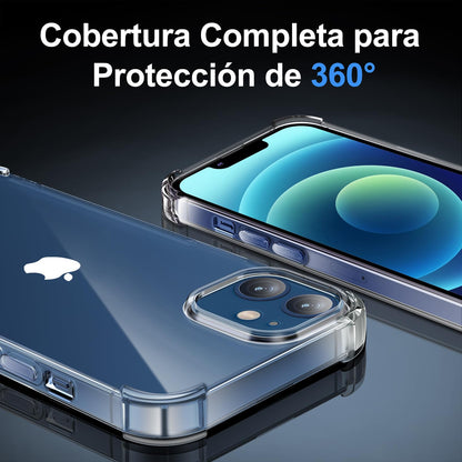 Tentoki Crystal Clear Protection Kit for iPhone 12 - Case + 2 HD Glass
