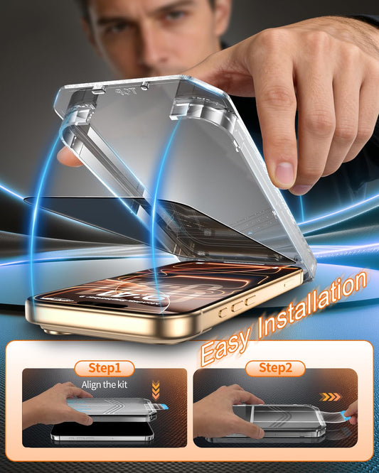 Tentoki Flash Fit Pro Premium Privacy Glass for iPhone 16 Pro / iPhone 17 - 2 Pack