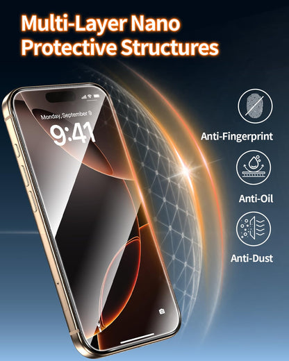 Tentoki Flash Fit Pro Premium HD Clear Glass for iPhone 16 Pro / iPhone 17 - 2 Pack