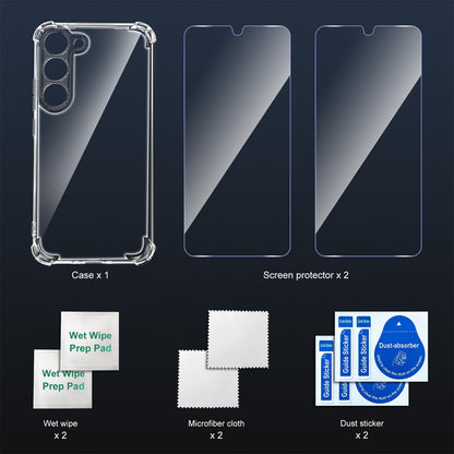 Tentoki Crystal Clear Protection Kit for Samsung Galaxy S23 5G - Case + 2 HD Glass