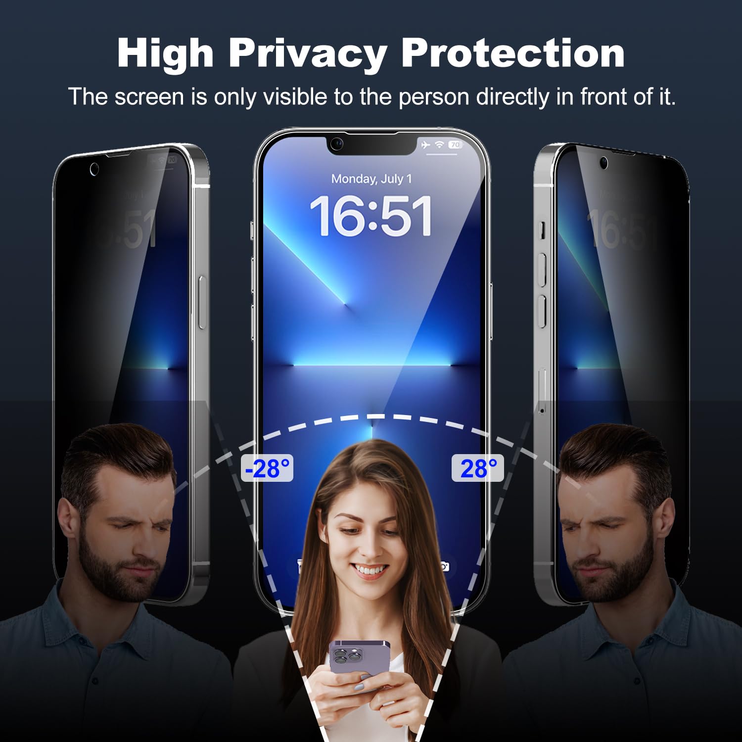 Tentoki Flash Fit Classic Privacy Glass for iPhone 13 Pro Max / iPhone 14 Plus - 2 Pack