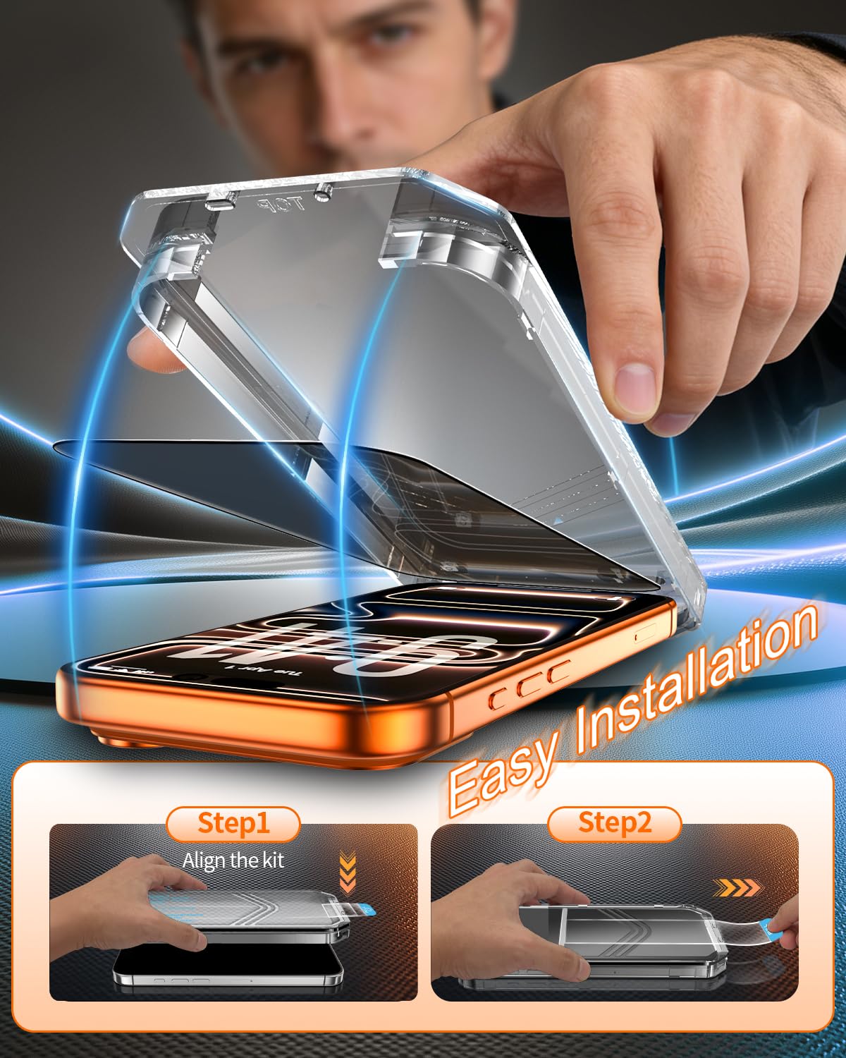 Tentoki Flash Fit Pro Premium Privacy Glass for iPhone 17 Pro - 2 Pack