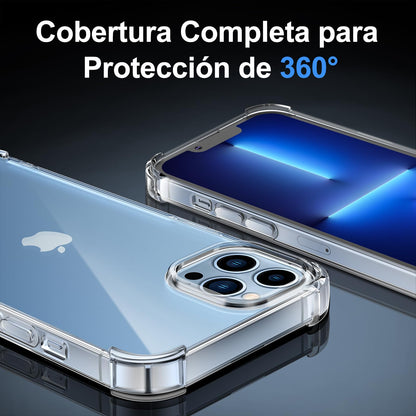 Tentoki Crystal Clear Protection Kit for iPhone 13 Pro - Case + 2 HD Glass
