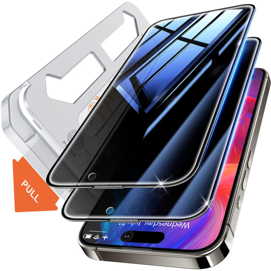 Tentoki Flash Fit Classic Privacy Glass for iPhone 15 Pro Max - 2 Pack