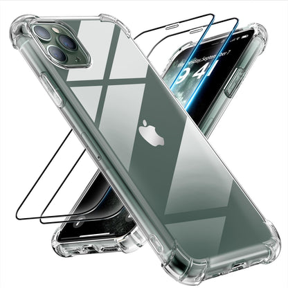 Tentoki Crystal Clear Protection Kit for iPhone 11 Pro - Case + 2 HD Glass