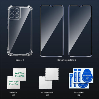 Tentoki Crystal Clear Protection Kit for Honor 70 Lite 5G / Honor X8 5G / Honor X6 5G - Case + 2 HD Glass