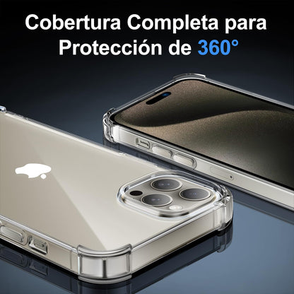 Tentoki Crystal Clear Protection Kit for iPhone 15 Pro Max - Case + 2 HD Glass
