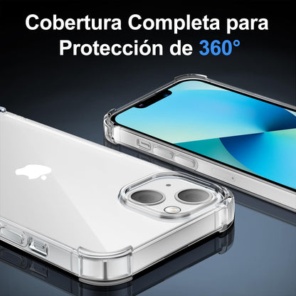 Tentoki Crystal Clear Protection Kit for iPhone 13 Mini - Case + 2 HD Glass