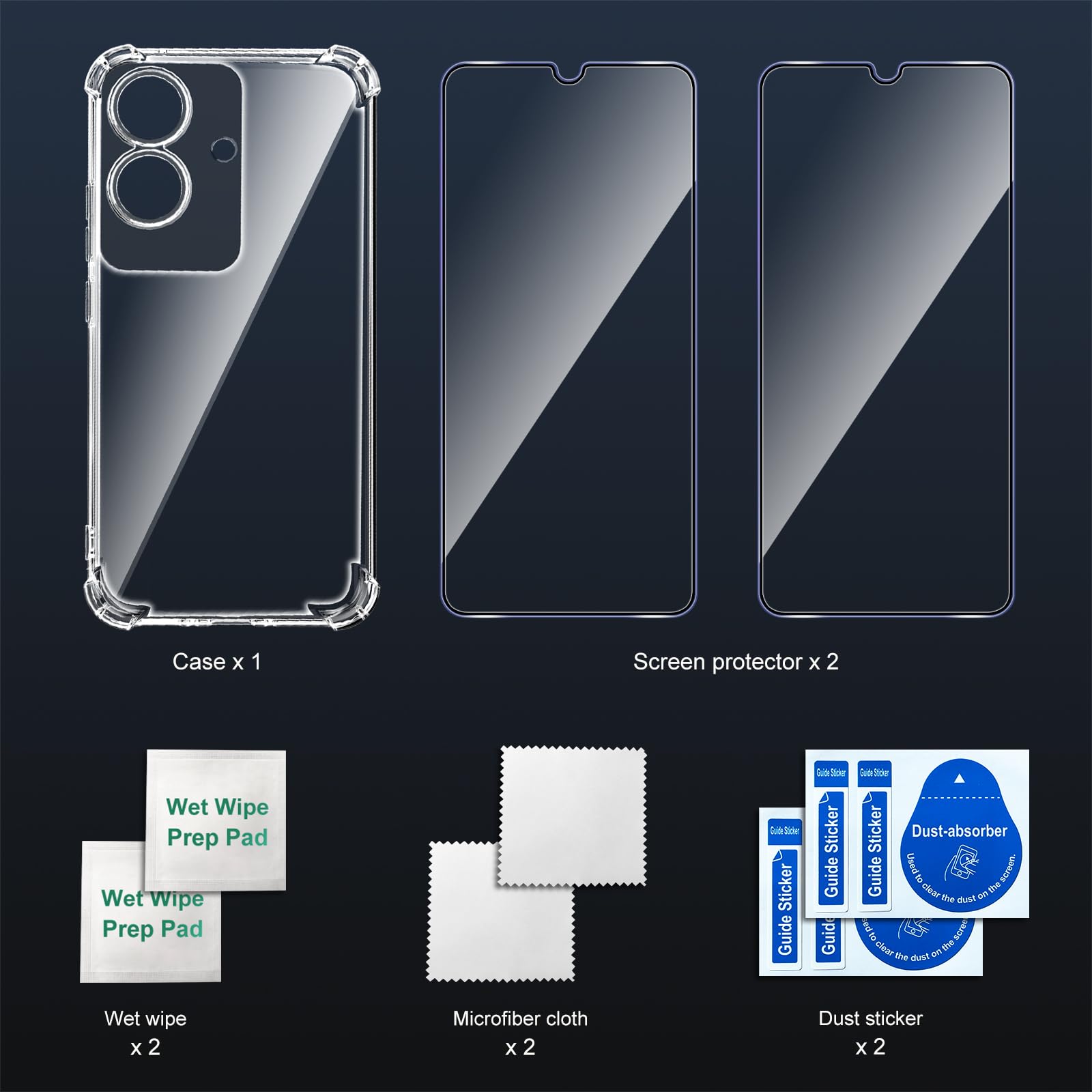 Tentoki Crystal Clear Protection Kit for Realme Note 60 - Case + 2 HD Glass
