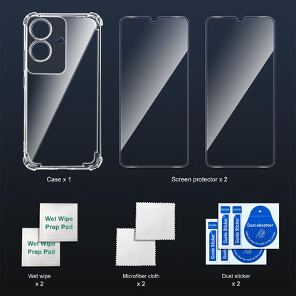 Tentoki Crystal Clear Protection Kit for Realme Note 60 - Case + 2 HD Glass
