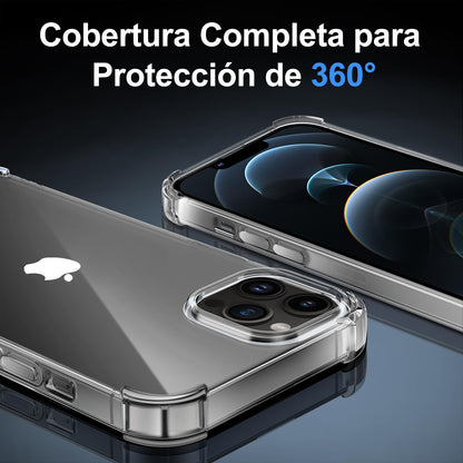 Tentoki Crystal Clear Protection Kit for iPhone 12 Pro Max - Case + 2 HD Glass